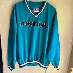 Vintage 90's Starter Detroit Pistons Official NBA Warm-up Jacket. Pullover. XL